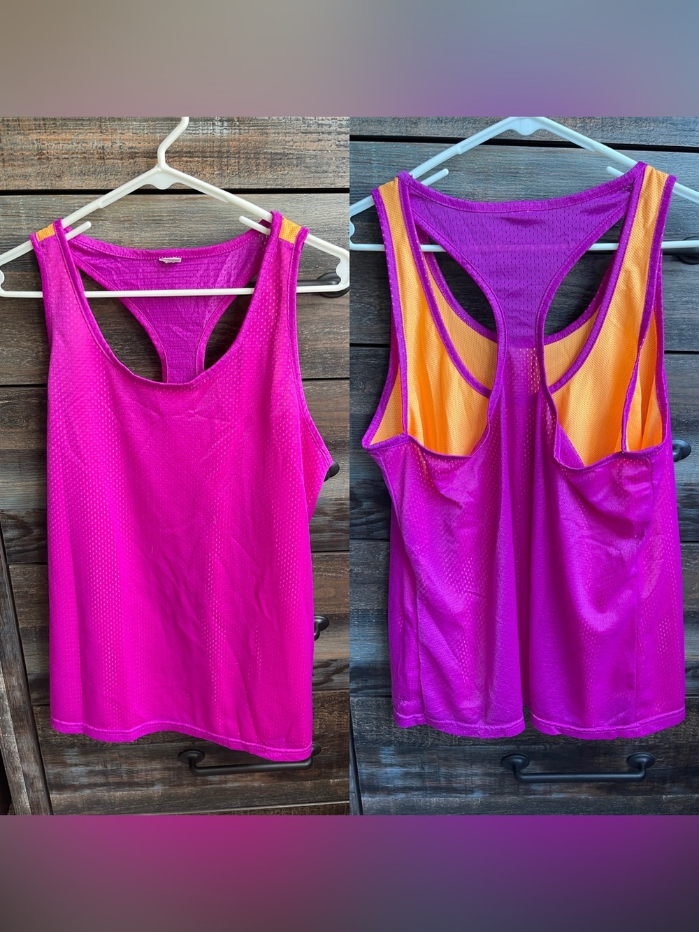 Women's Reversible Athletic Tank Top - Magenta with Orange Lining